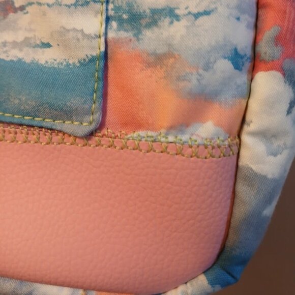 New Rainbow Clouds Sky print Crossbody Stachel Purse Bag Small Blue Pink Green - Picture 6 of 11